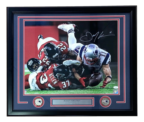 Julian Edelman Signed Framed 16x20 New England Patriots SB51 The Catch Photo JSA