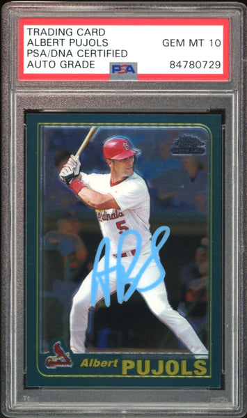 2001 Topps Traded Chrome #T247 Albert Pujols RC On Card PSA/DNA Auto GEM MINT 10