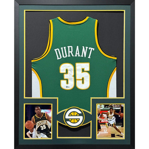 Kevin Durant Autographed Signed Framed Seattle Supersonics Green Jersey BECKETT