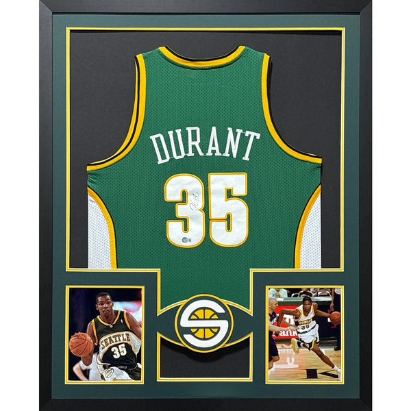 Kevin Durant Autographed Signed Framed Seattle Supersonics Green Jersey BECKETT