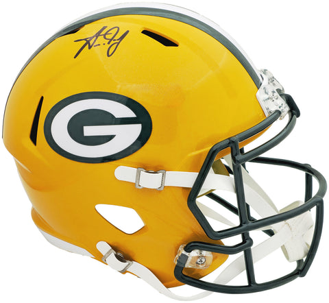 AARON JONES AUTOGRAPHED PACKERS YELLOW FULL SIZE SPEED HELMET BECKETT 224718