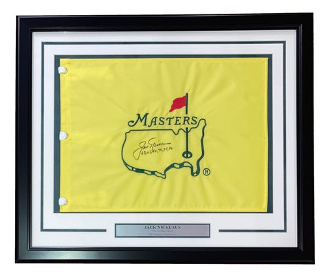 Jack Nicklaus Signed Framed Masters Golf Flag w/ Years BAS AC22528