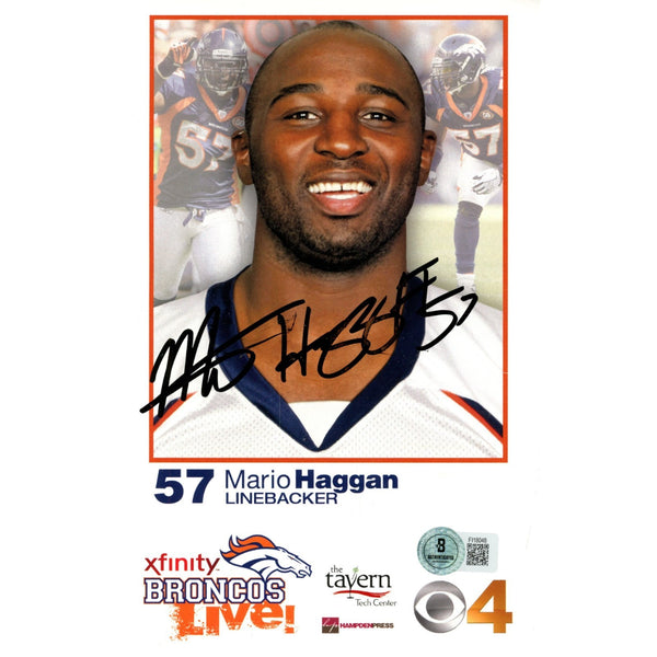Mario Haggan Autographed/Signed Denver Broncos 5.5x8.5 Photo Beckett 59240