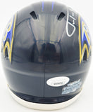 JUSTIN TUCKER AUTOGRAPHED BALTIMORE RAVENS BLACK SPEED MINI HELMET JSA 232734