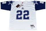 EMMITT SMITH SIGNED DALLAS COWBOYS #22 WHITE MITCHELL & NESS JERSEY BECKETT