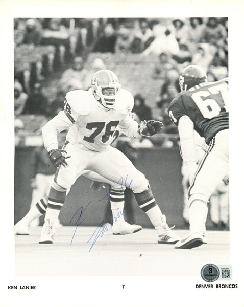 Ken Lanier Autographed/Signed Denver Broncos 8x10 Photo Beckett 45182