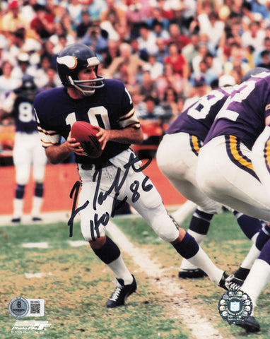 Fran Tarkenton Autographed 8x10 Photo Vikings "HOF 86" Beckett QR #BS12843