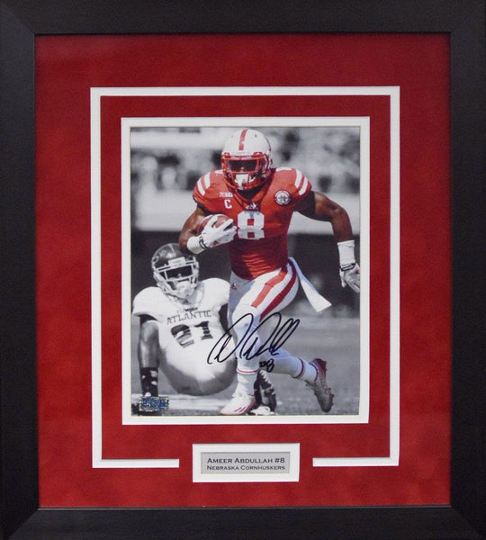 AMEER ABDULLAH SIGNED NEBRASKA CORNHUSKERS 8x10 FRAMED PHOTO COA