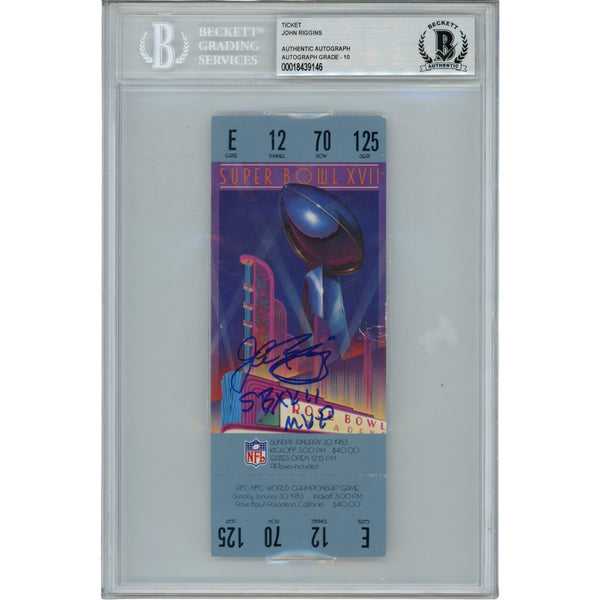 John Riggins Signed Washington Redskins Super Bowl XVII Ticket MVP Beckett 51905