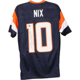 Bo Nix Autographed/Signed Pro Style sz XL Blue Jersey Beckett Witness 51396