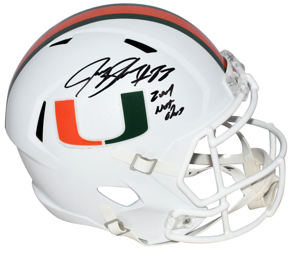 JEREMY SHOCKEY SIGNED MIAMI HURRICANES FULL SIZE SPEED HELMET W/ 2001 CHAMPS