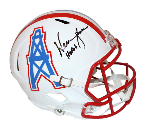 Warren Moon Autographed Houston Oilers F/S '81-'98 speed Helmet BAS 39844