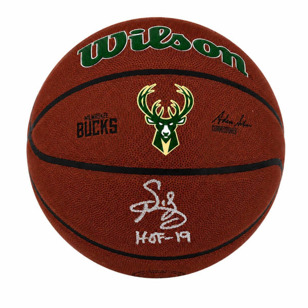 Sidney Moncrief Signed Bucks Logo Wilson Alliance NBA Basketball w/HOF -(SS COA)