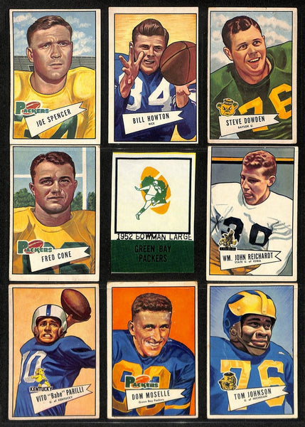 1952 Bowman Large Football Cards Green Bay Packers Partial Team Set (9) 200303