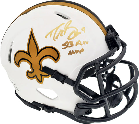 DREW BREES AUTOGRAPHED SAINTS LUNAR ECLIPSE MINI HELMET SB XLIV MVP BECKETT