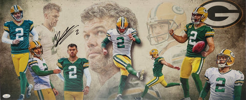 Packers MASON CROSBY Signed 13x31 Stretched Canvas Collage AUTO - JSA