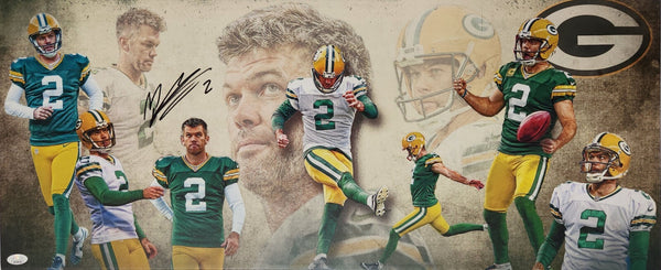 Packers MASON CROSBY Signed 13x31 Stretched Canvas Collage AUTO - JSA