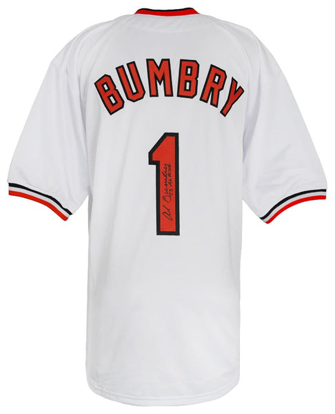 Al Bumbry Signed White T/B Custom Baseball Jersey w/1973 AL ROY - (SCHWARTZ COA)