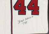 Hank Aaron Signed Milwaukee Braves Framed White Jersey with "755" Inscription