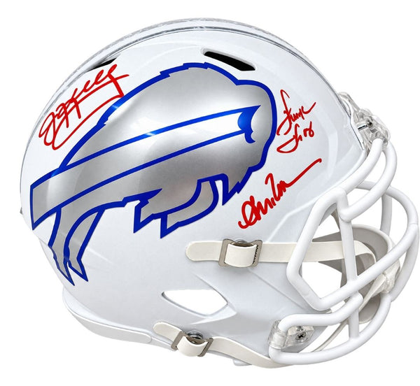 Jim Kelly Thomas Reed Signed Buffalo Bills FS Rivalries Replica Helmet JSA QR