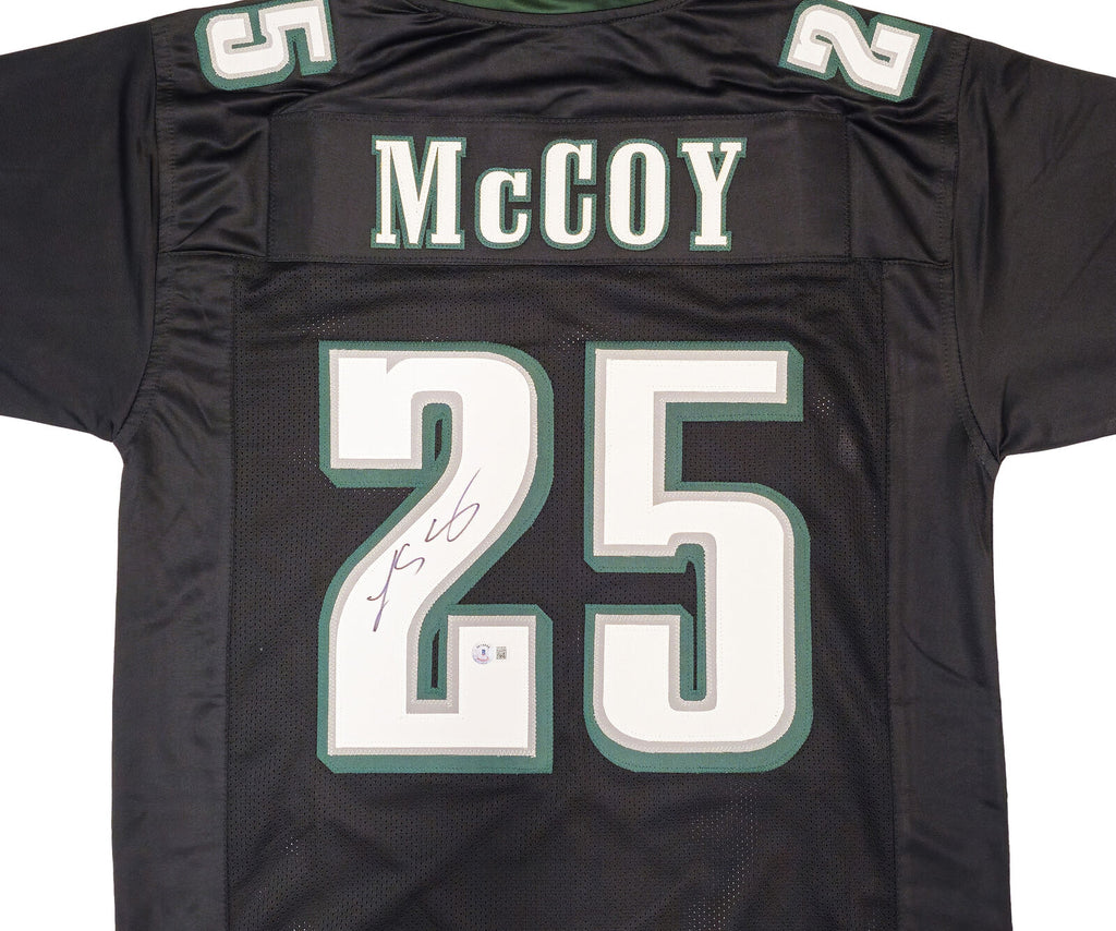 PHILADELPHIA EAGLES LESEAN MCCOY AUTOGRAPHED BLACK JERSEY BECKETT WITN ...