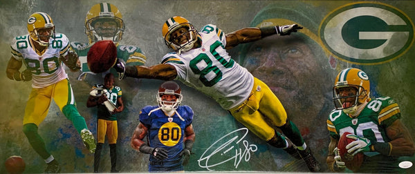 Packers DONALD DRIVER Signed 13x31 Stretched Canvas Collage AUTO - JSA