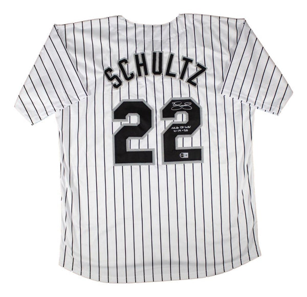 Noah Schultz Chicago Signed White Baseball Jersey MLB Debut 4-14-26 BAS