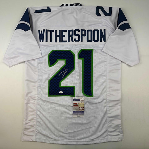Autographed/Signed Devon Witherspoon Seattle White Football Jersey JSA COA
