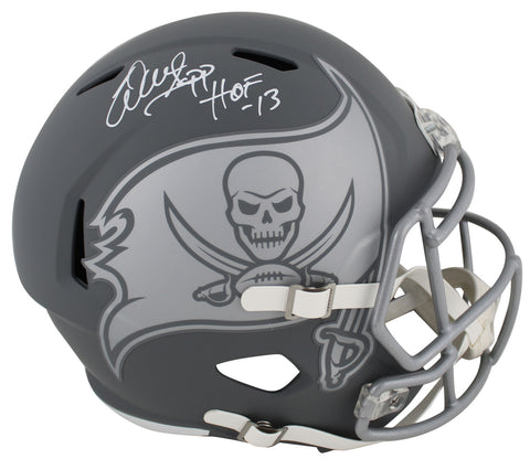 Buccaneers Warren Sapp "HOF 13" Signed Slate Full Size Speed Rep Helmet BAS Wit