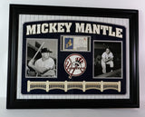 Mickey Mantle Autographed Post Card w/ Photos Framed PSA COA