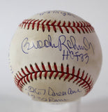 Brooks Robinson Autographed/Inscribed Career Stats Baseball LE 172/1000 JSA COA