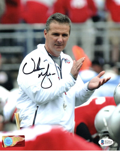 Urban Meyer Autographed Ohio State Buckeyes 8x10 Photo Beckett Witnessed #3