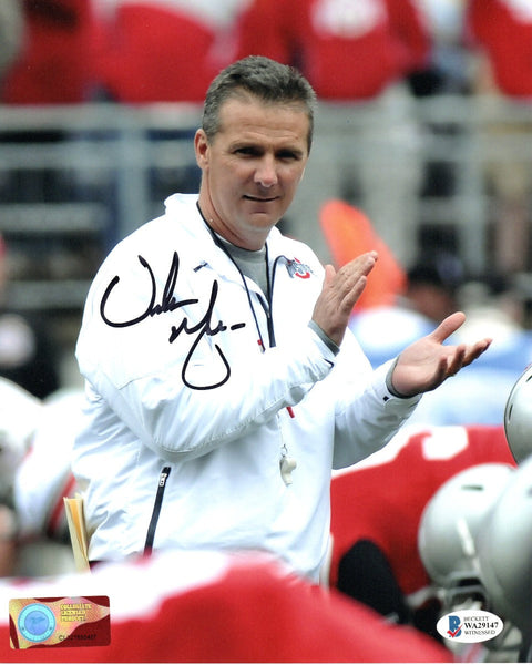 Urban Meyer Autographed Ohio State Buckeyes 8x10 Photo Beckett Witnessed #3