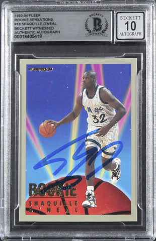 Magic Shaquille O'Neal Signed 1993 Fleer RS #18 Card Auto 10! BAS Slabbed