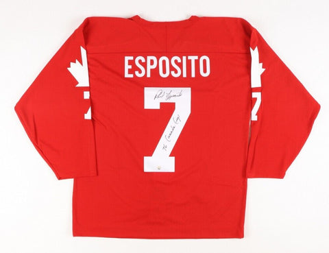 Phil Esposito Signed Team Canada Jersey Inscribed "76 Canada Cup" (Frameworth)