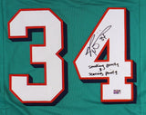 Ricky Williams Signed Miami Custom Teal Jersey with Inscription