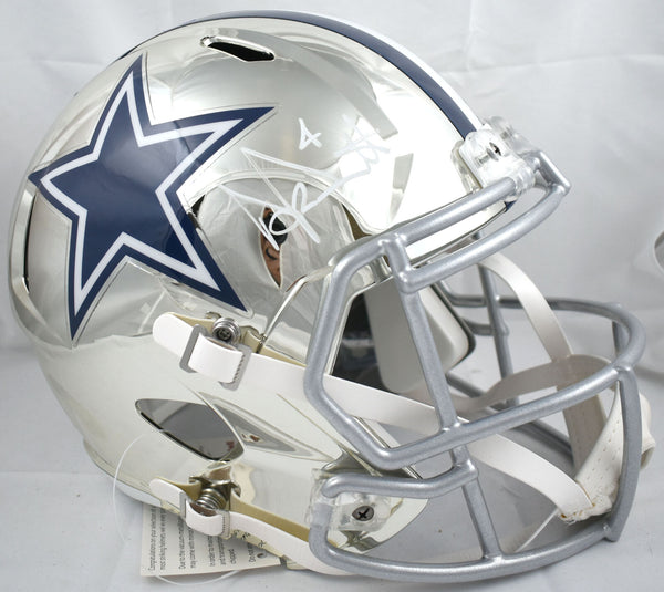 Dak Prescott Autographed Dallas Cowboys F/S Chrome Speed Helmet