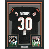 FRAMED Autographed/Signed ICKEY WOODS 33x42 Cincinnati Black Jersey JSA COA Auto