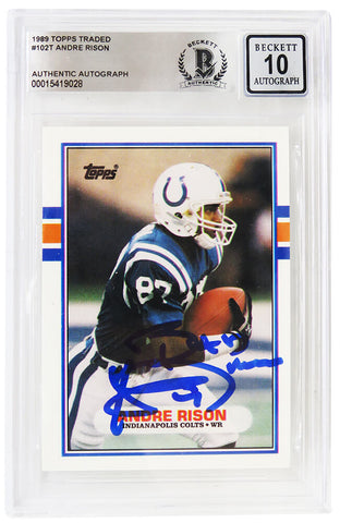 Andre Rison Signed 1989 Topps Rookie Card #102T w/Bad Moon - (Beckett - Auto 10)
