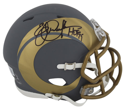 Rams Eric Dickerson "HOF 99" Authentic Signed Slate Speed Mini Helmet BAS Wit
