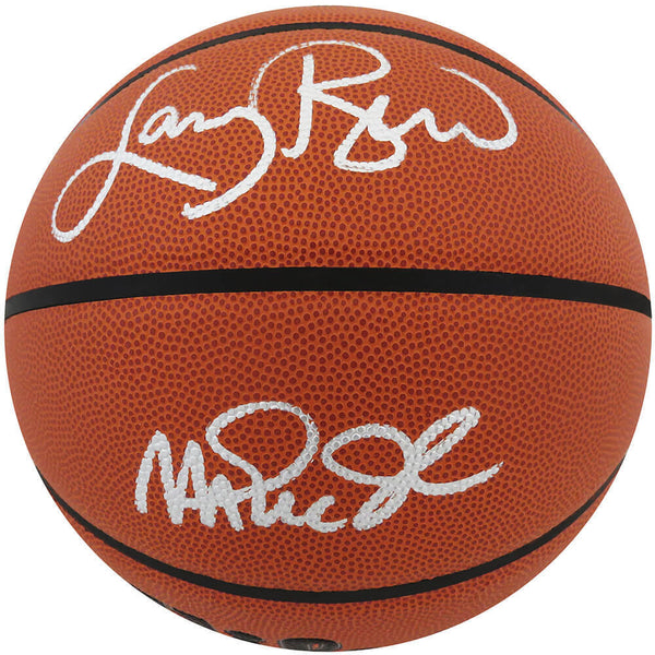Larry Bird & Magic Johnson Dual Signed Wilson I/O NBA Basketball (SCHWARTZ COA)