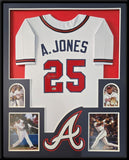 FRAMED ATLANTA BRAVES ANDRUW JONES AUTOGRAPHED SIGNED JERSEY BECKETT HOLO