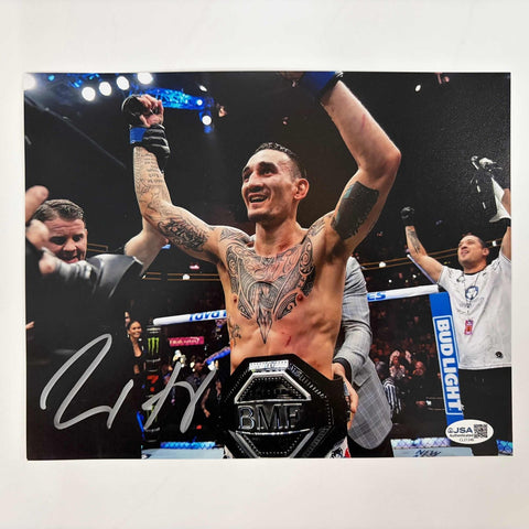 Autographed/Signed Max Holloway UFC MMA Black Fighting 8x10 Photo BAS COA