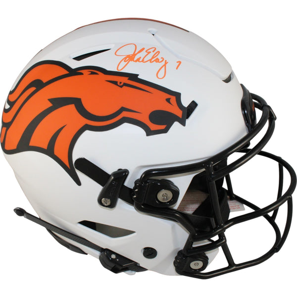 John Elway Autographed Denver Broncos SpeedFlex Lunar Helmet Beckett 50223