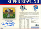Randy White Signed Dallas Cowboys Super Bowl XII Patch Stat Card Beckett 55005