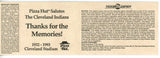 Cleveland Indians Municipal Stadium Last Series 10/1-3 93 White Sox Ticket 56247