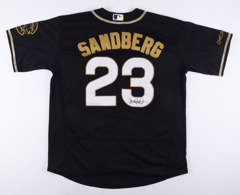 Ryne Sandberg Signed Chicago Cubs Nike Style Black Jersey (JSA COA) HOF 2nd Base