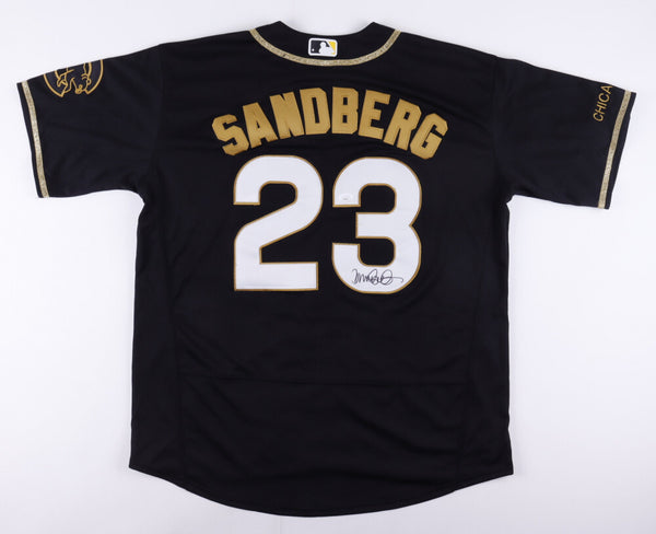 Ryne Sandberg Signed Chicago Cubs Nike Style Black Jersey (JSA COA) HOF 2nd Base
