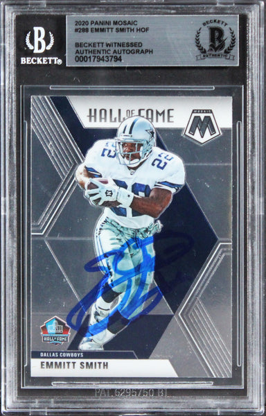 Cowboys Emmitt Smith Authentic Signed 2020 Panini Mosaic #288 Card BAS Slabbed