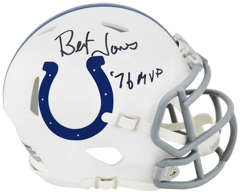Bert Jones Signed Colts White Speed Mini Helmet w/76 MVP - (SCHWARTZ COA)